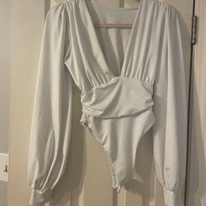 Amazon white v-neck bodysuit